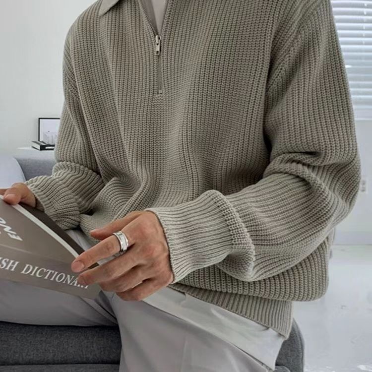 Spring And Autumn Loose Half Zipper Men's Sweater