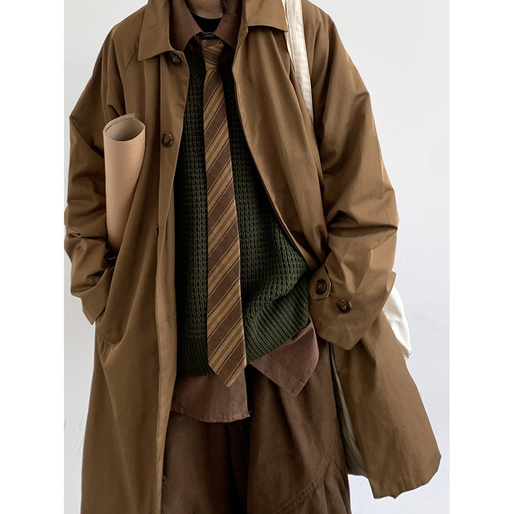 Retro Mid Length Workwear Trench Coat