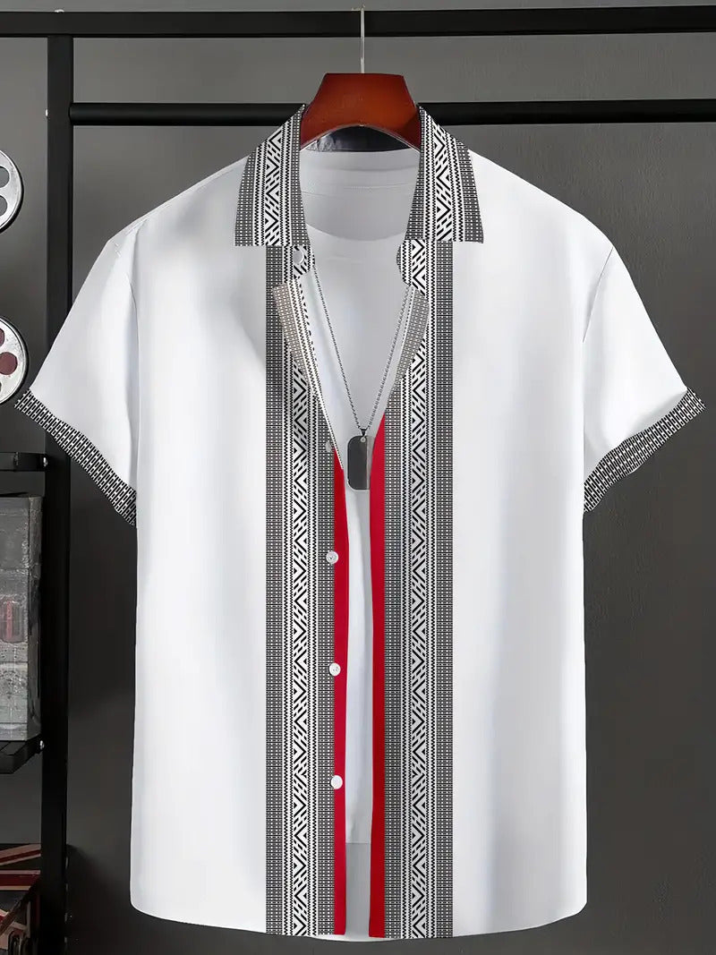 Casual All-matching Geometric Short Sleeve Shirt