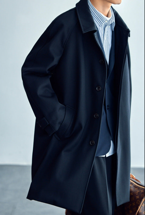 Wool Profile Raglan Sleeve Trench Coat