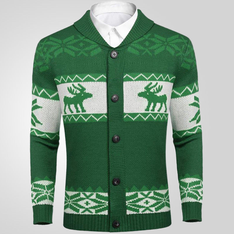 Men's Christmas Jacquard buttoned Sweater