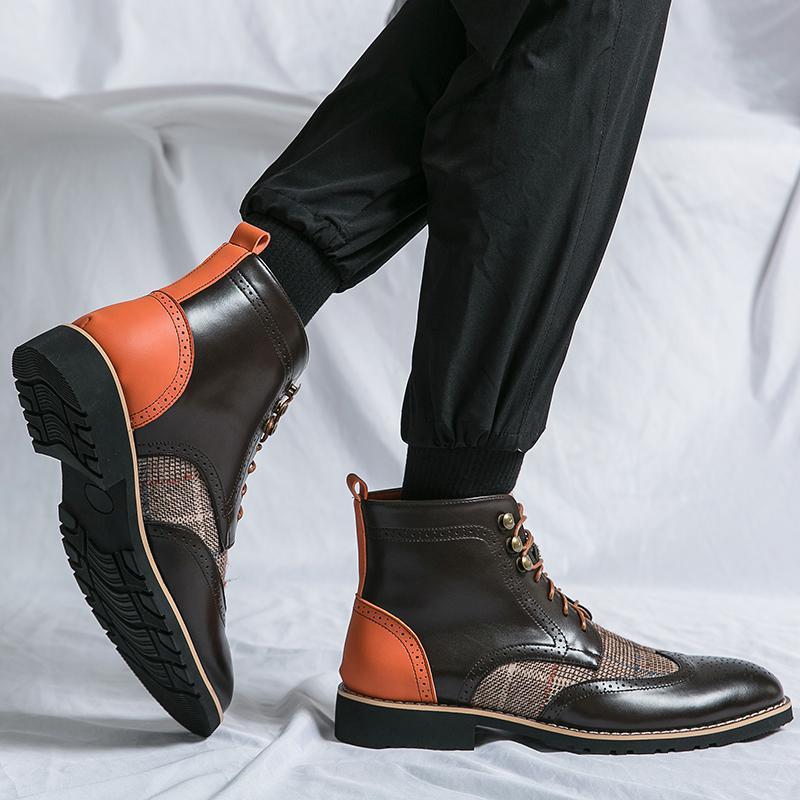 Men's Brogue Vintage Leather Boots