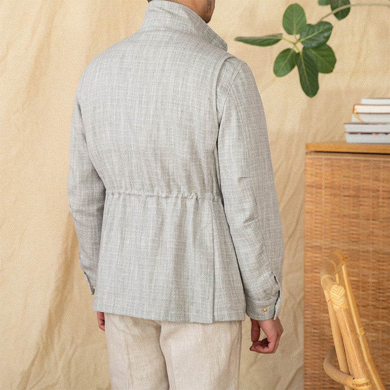 Cotton And Linen Stand-up Collar Cinched M65 Safari Jacket