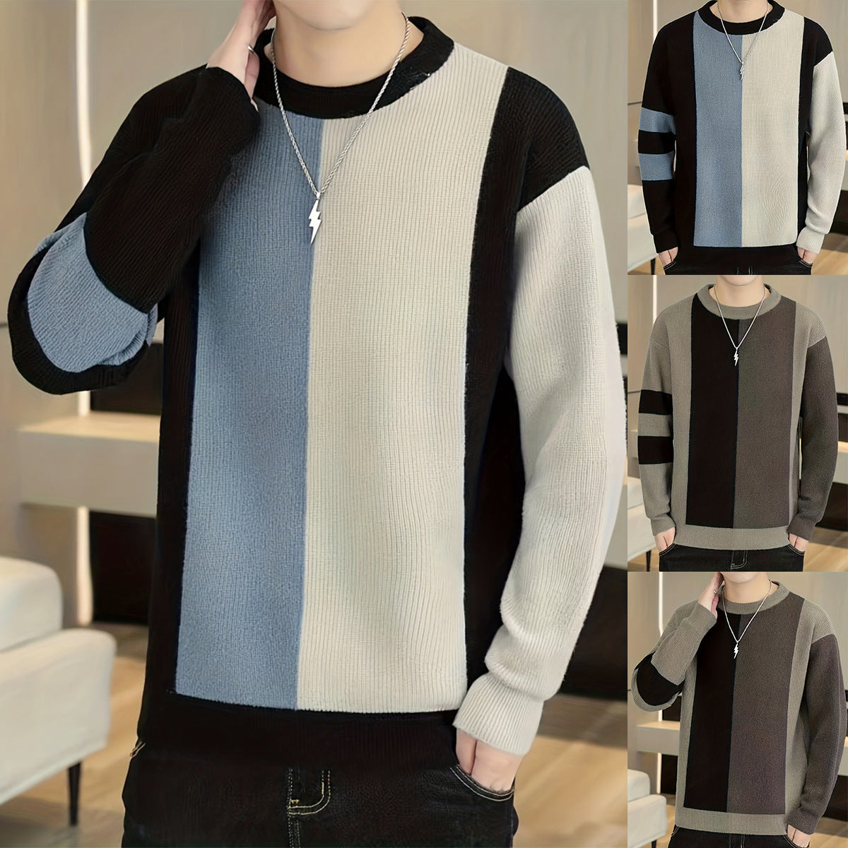 Round Neck Pullover Men's Sweater