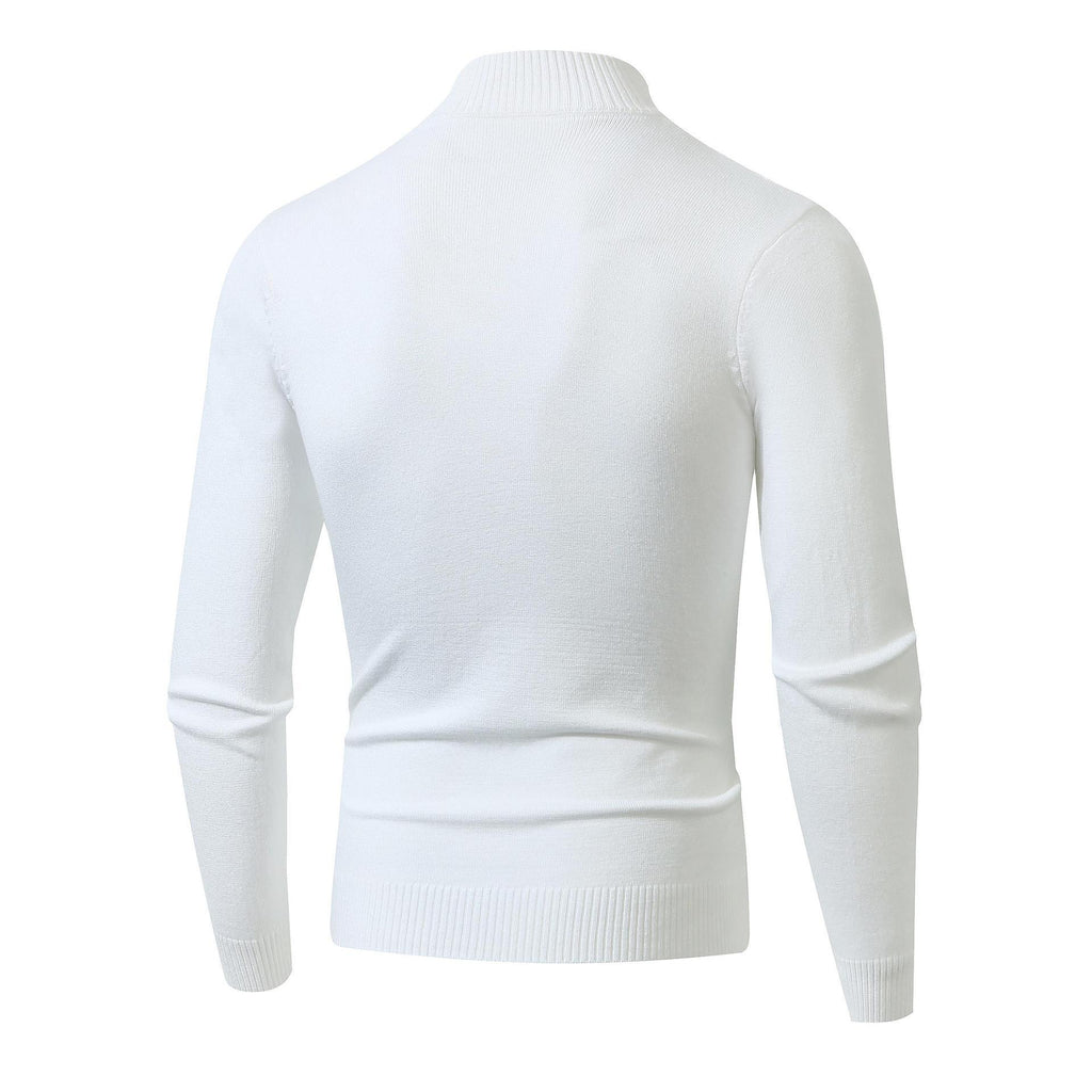 Men's Casual Stand Collar Long Sleeve Half Zipper Sweater