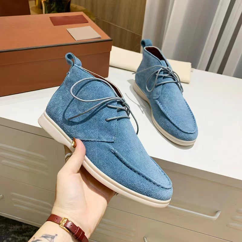 Men's Mid-top Flat Pumps Ankle Lace-up boots