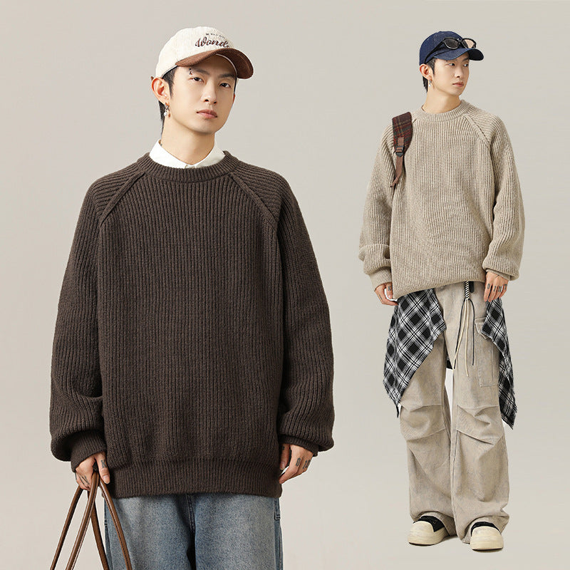 Three-dimensional Shoulder Line Design texture Thick Needle Sweater