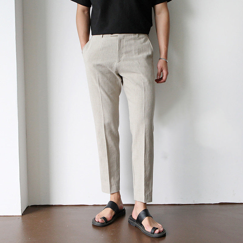 Cotton Cropped Linen Trousers