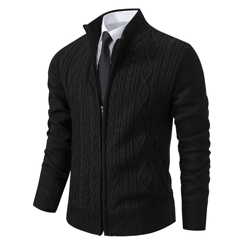 Men's Stand Collar Casual Cardigan Sweater Coat