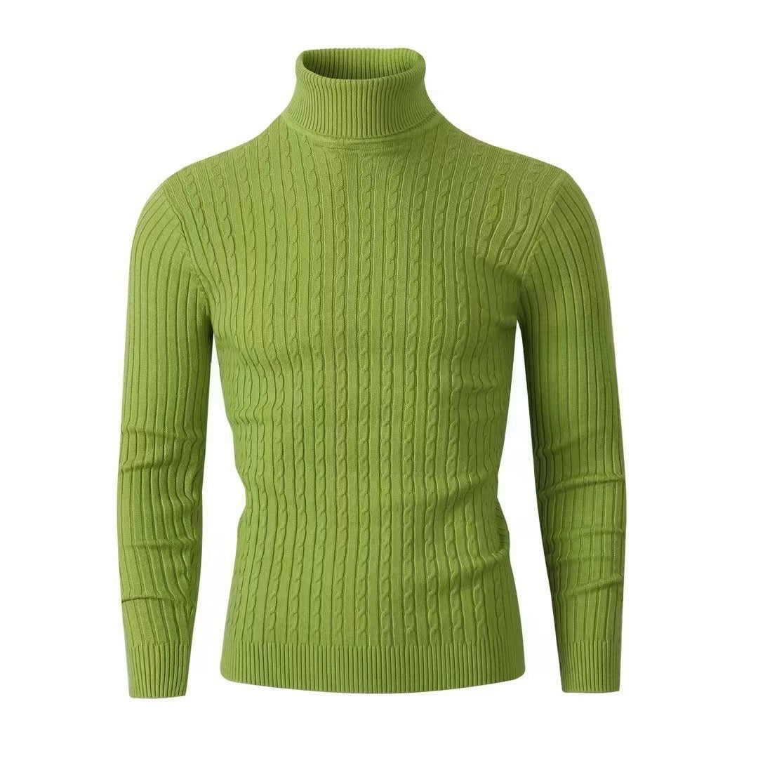 Men's Sweater Casual Retro Twisted Flower Turtleneck Knitting sweater