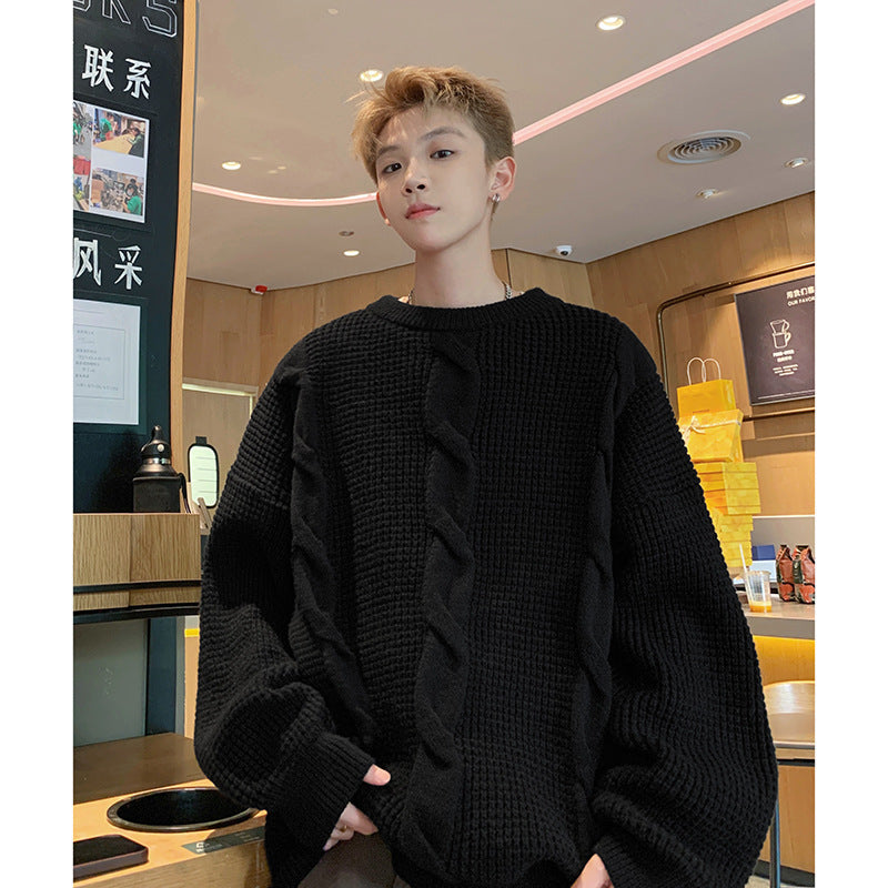 Men's Autumn And Winter Style American Retro Round Neck Sweater