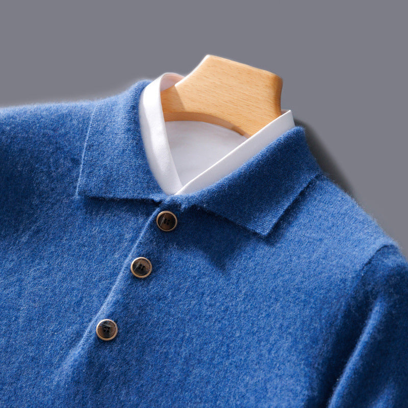 Men's Business Casual Polo Collar Knitted Sweater