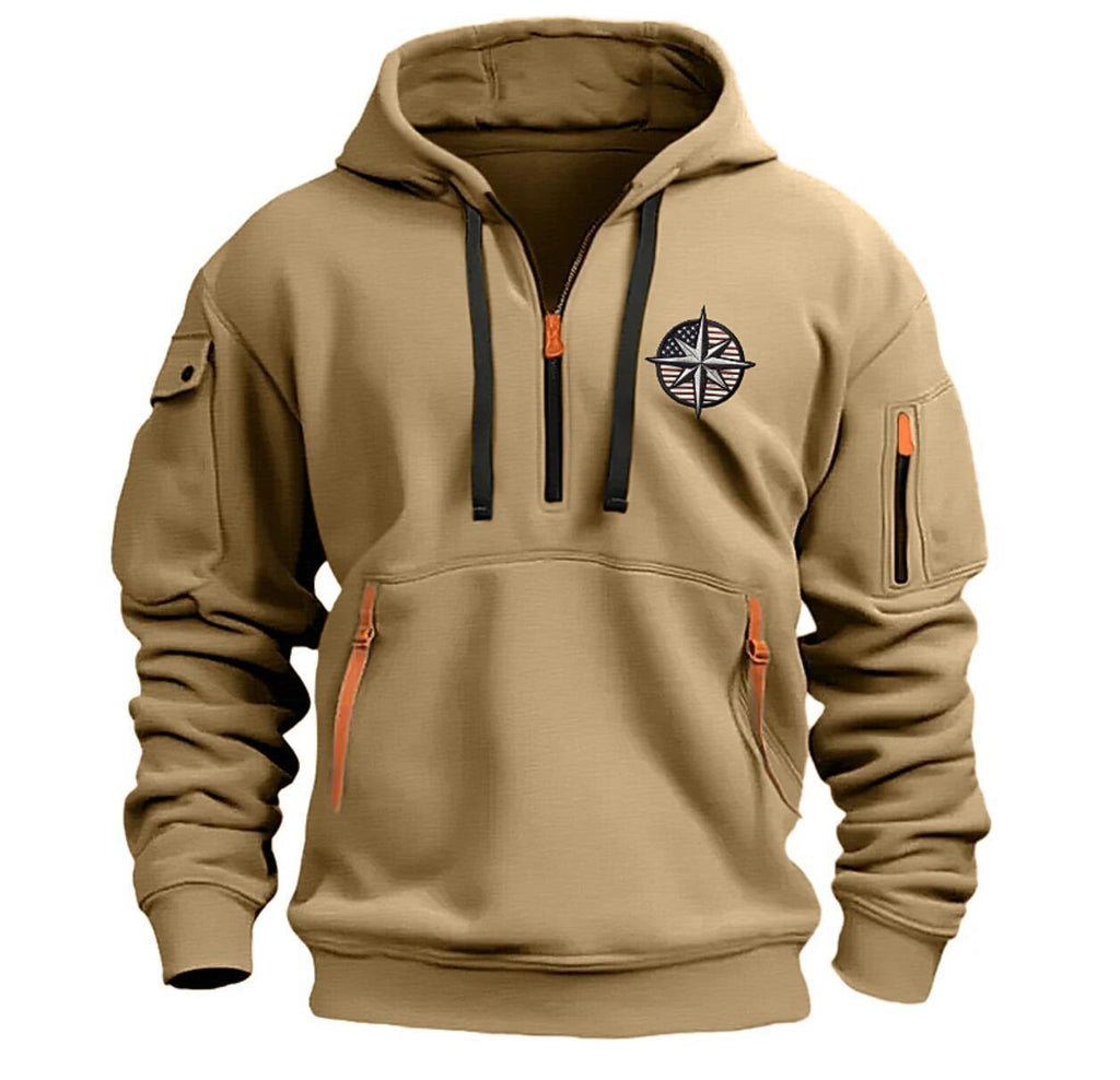 Men's Casual Sports Multi-zipper Embroidery Badge hoodie
