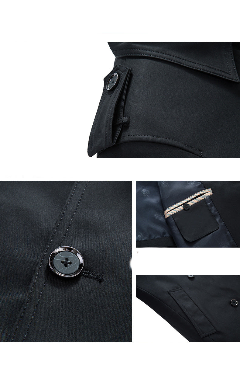 Windbreaker Men's Mid-length Middle-aged Casual trench coat