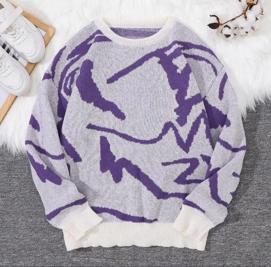 Men's Autumn And Winter Loose Round Neck Knitted Long-sleeved Jacket