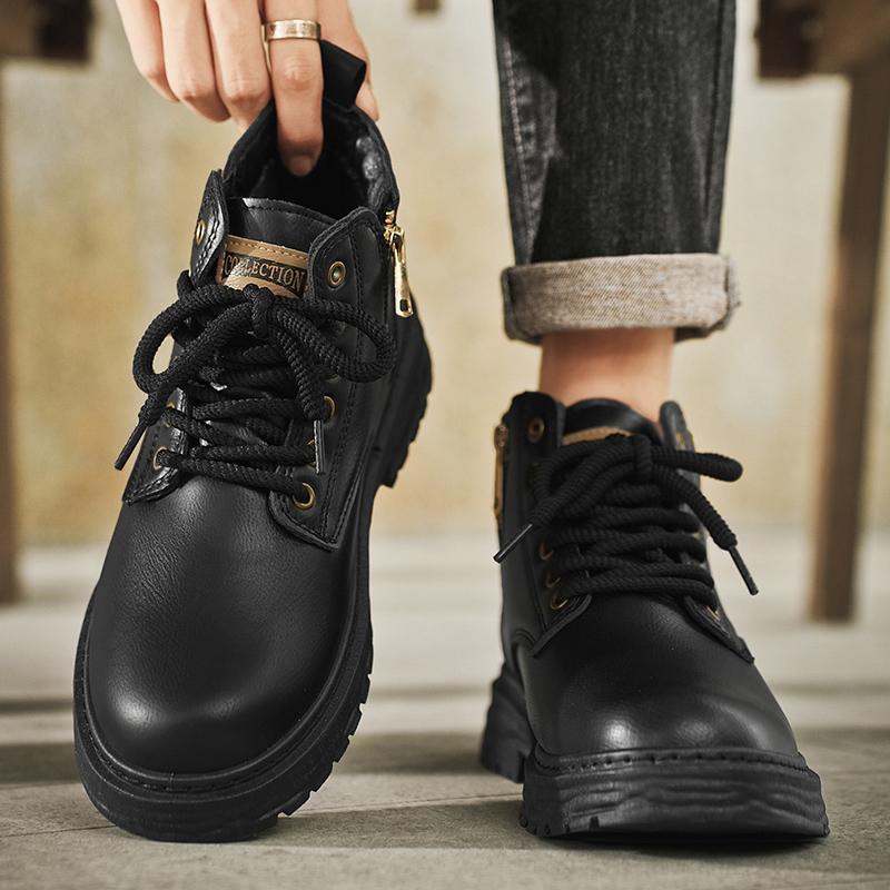 Autumn Leisure Leather Waterproof Retro British Style Men's Plus Size Martin Boots