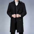 Men's Long Detachable Wool Liner Double Breasted Windbreaker coat
