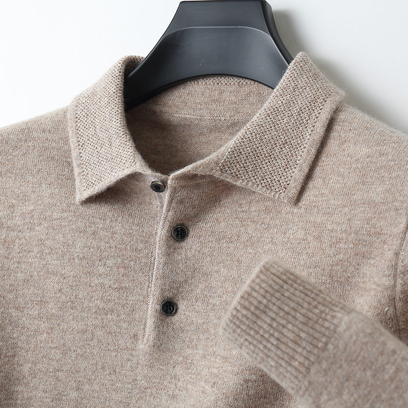 Men's Woolen Polo Collar Sweater