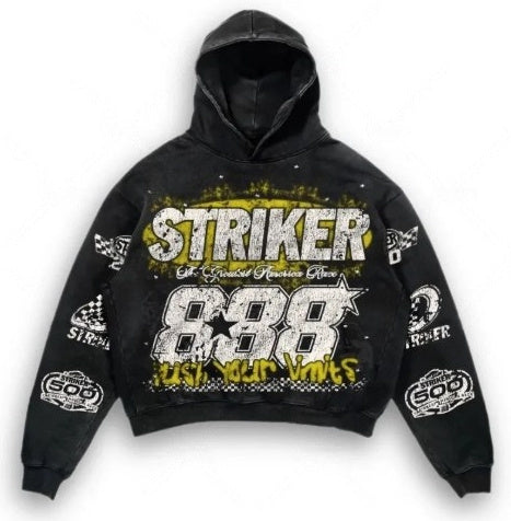 Letter Print Pullover Sweater Retro High Street hoodie