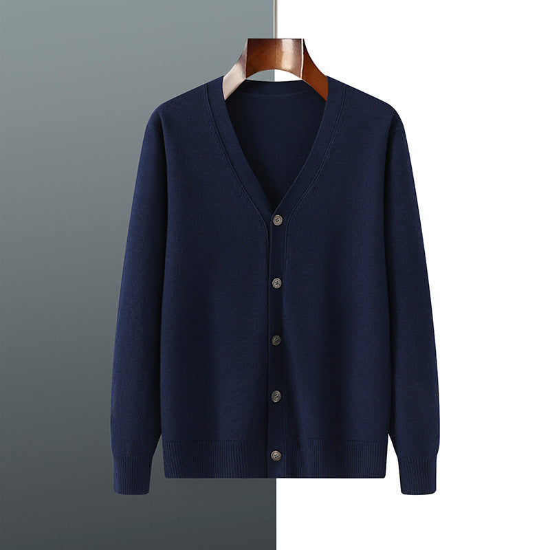 V-neck Knitted Cardigan Coat Men