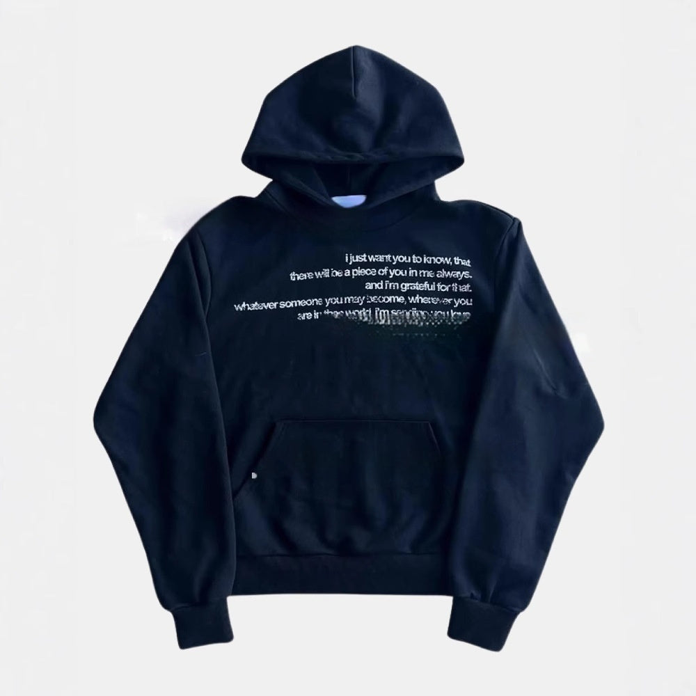 Letter Printed Hooded Men's Sweater