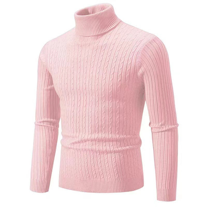 Men's Sweater Casual Retro Twisted Flower Turtleneck Knitting sweater
