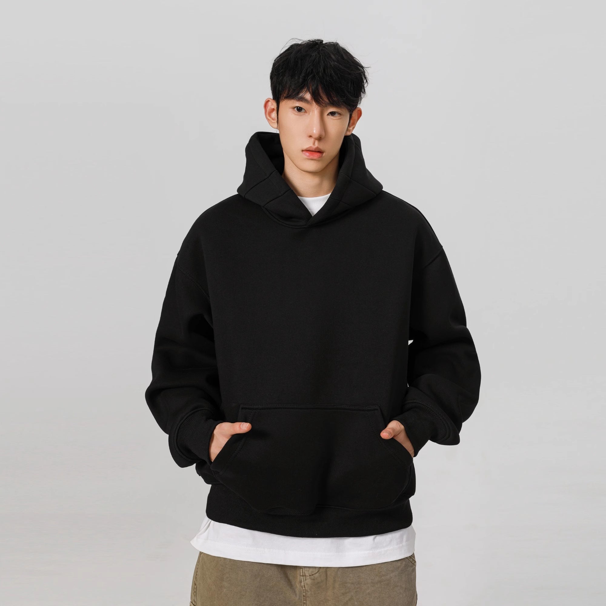 Heavy Stiff Short Hooded Sweater For Men