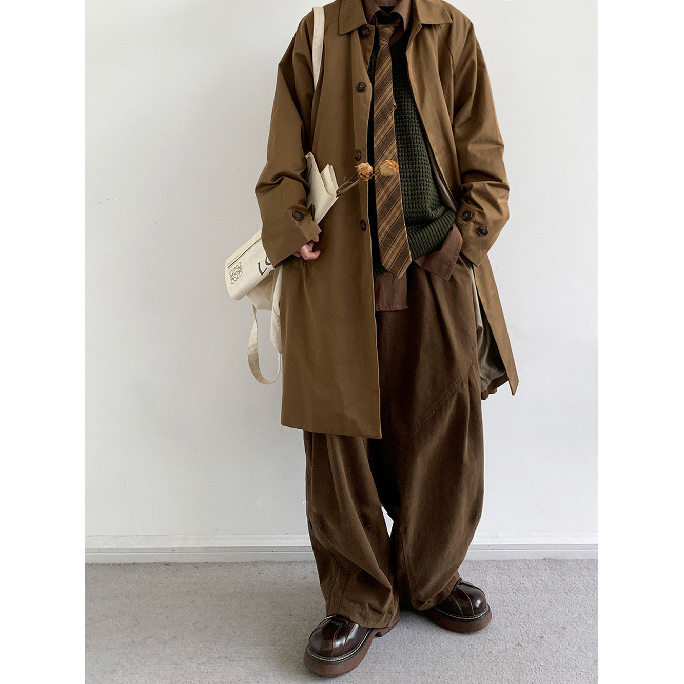 Retro Mid Length Workwear Trench Coat
