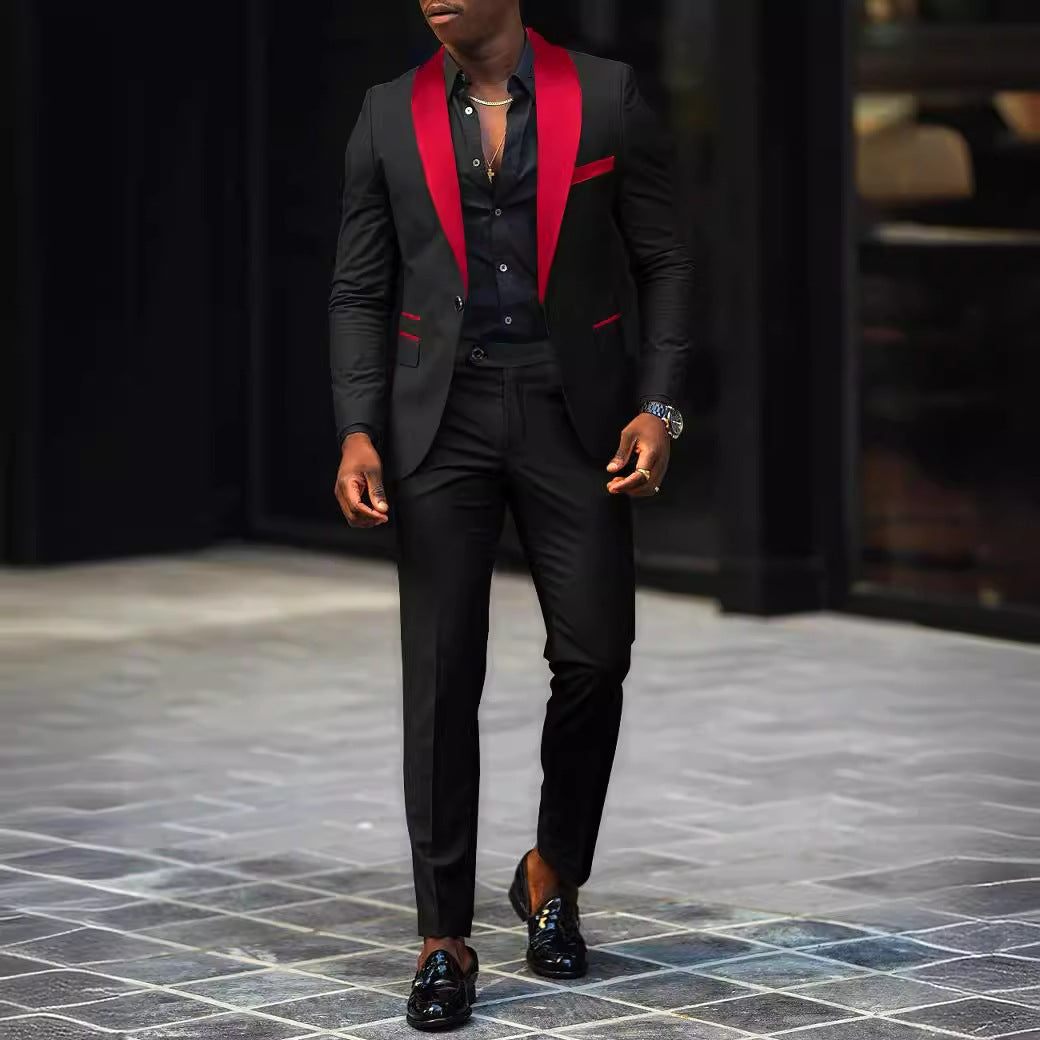 Autumn Men's Business Casual Slim-fitting Suit Two-piece Suit