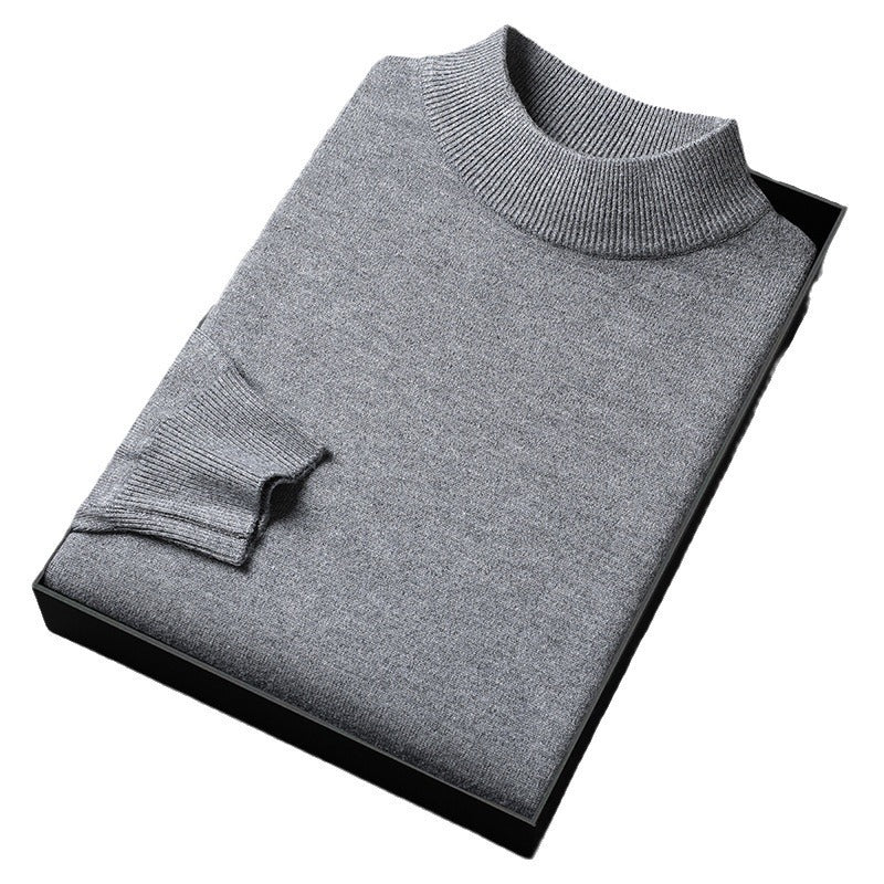 Men's Slim Fit Pure Color Half Collar Knitted Bottoming Shirt