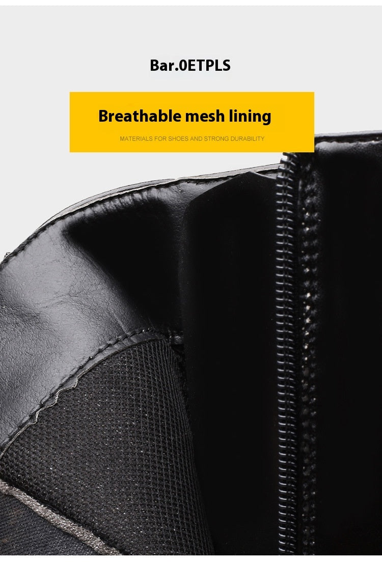 Pointed Leather Boots Men's British Korean High-top Leather Mid-calf Length boots