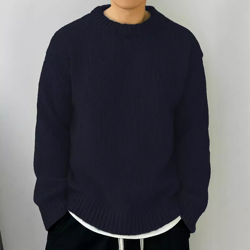 Loose Knitted Pullover Leisure Japanese-style Retro Long Sleeve Round Neck Sweater Men