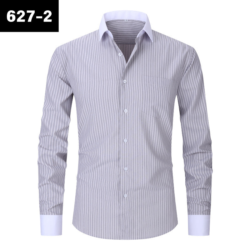 Men's Casual American-style Long-sleeved Striped Shirt