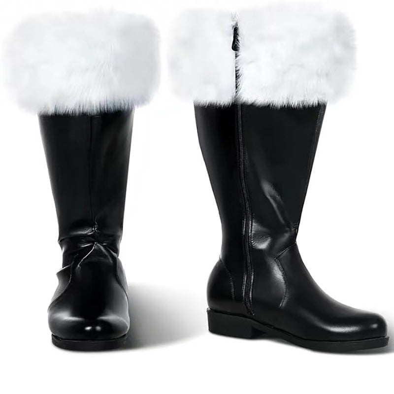 Christmas Old Man Boots White Plush Halloween boots