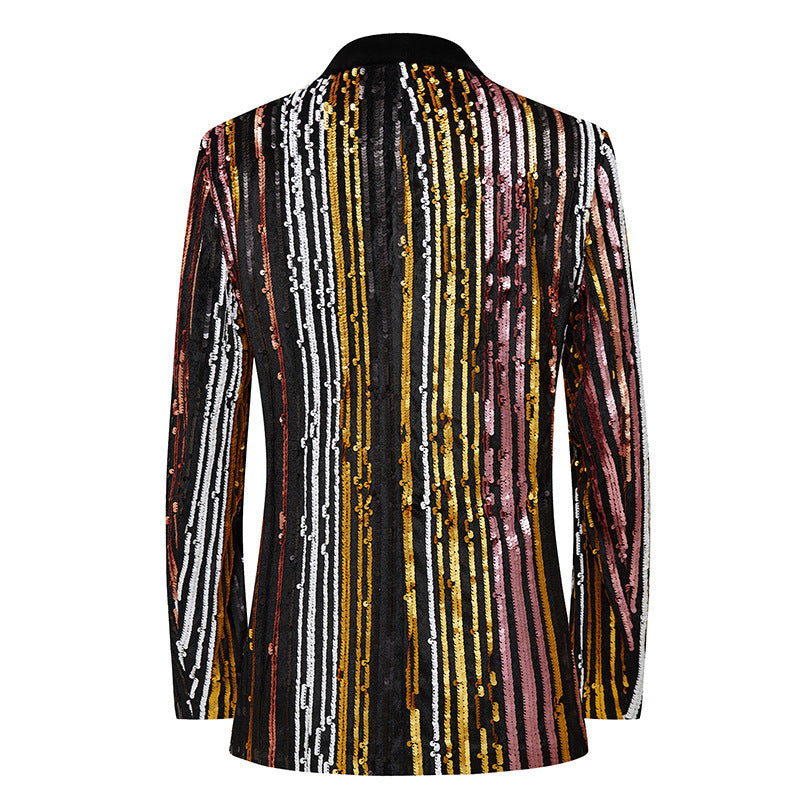 Colorful Sequins Performance Costumes Men's Singer Host Nightclub Dress Stage Performance Suit