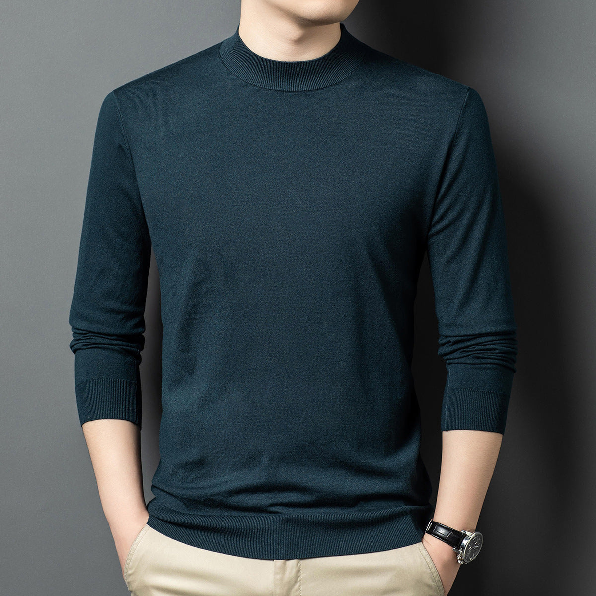 Round Neck Wool Men's Sweater