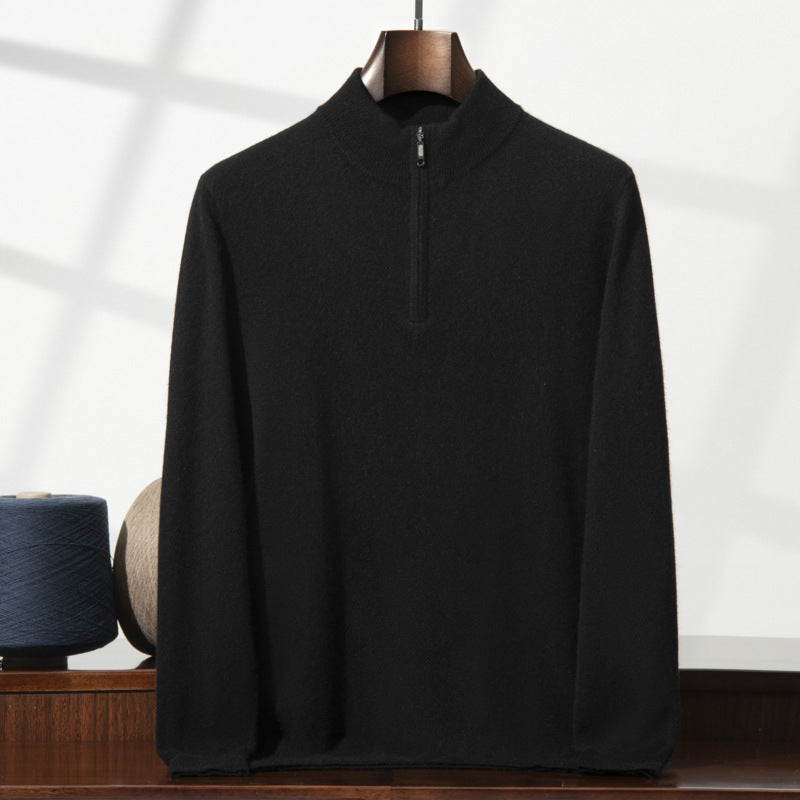 Men's Cashmere Sweater Zip-up Turtleneck Young And Middle-aged sweater