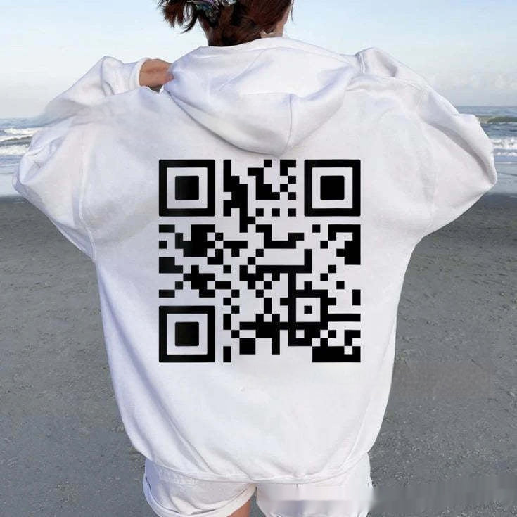 Hoodie Cross-border Fleece-lined QR Code Hoodie