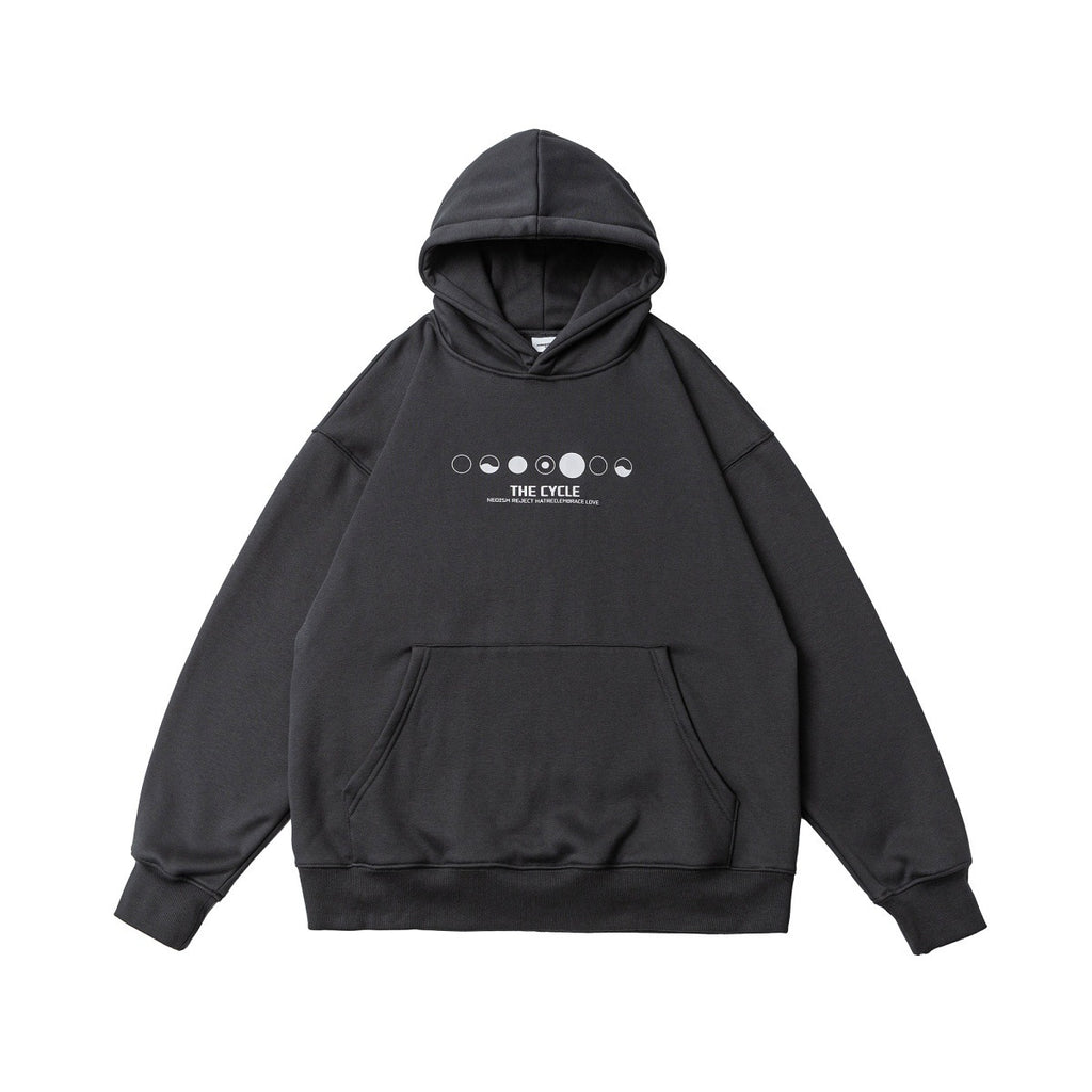 Printed Velvet Padded Hooded Sweatshirt Men