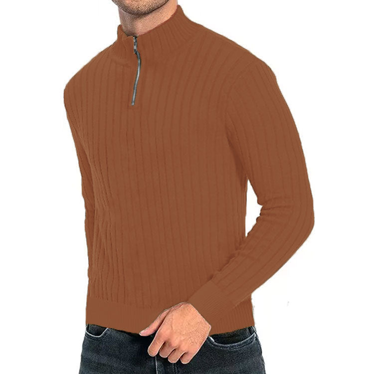 Leisure Pullover Men's Half-high Collar Zip Sweater