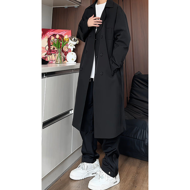 Korean Style Over The Knee Men's Loose trench coat