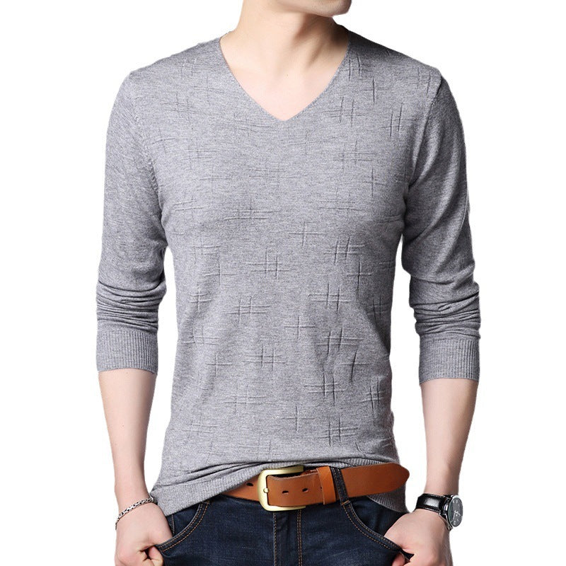 Men's Casual V-neck Thin Base Long Sleeve sweater