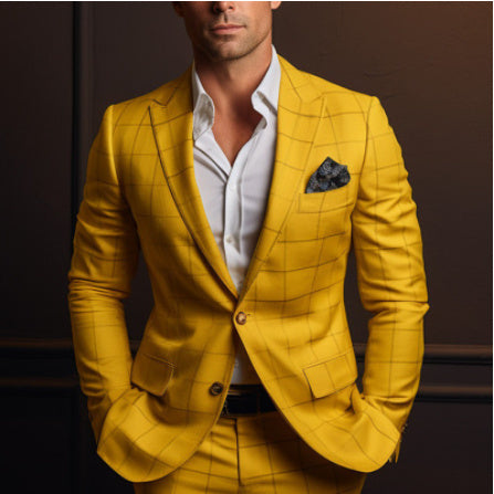 Men's Casual Suit Printed Double Row