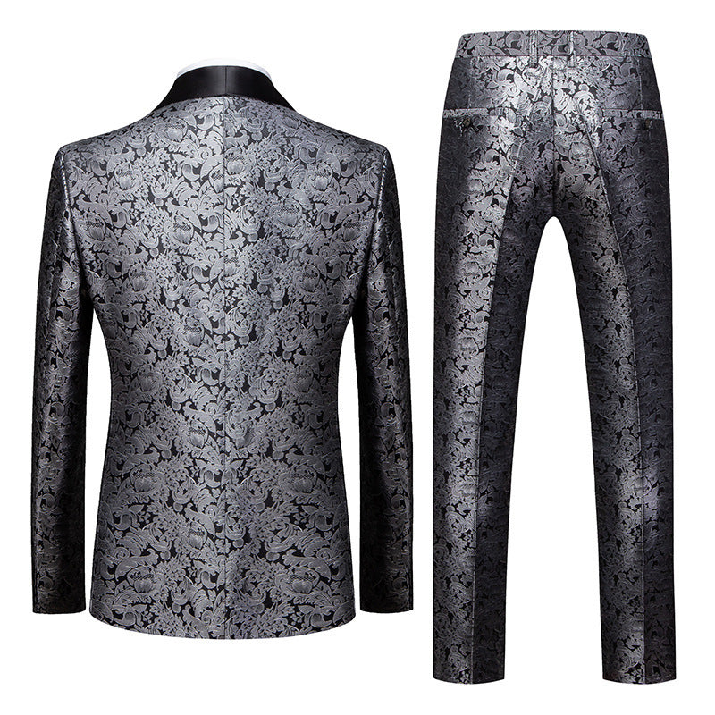 Men's Evening Dress Host Jacquard Two-piece suit Set