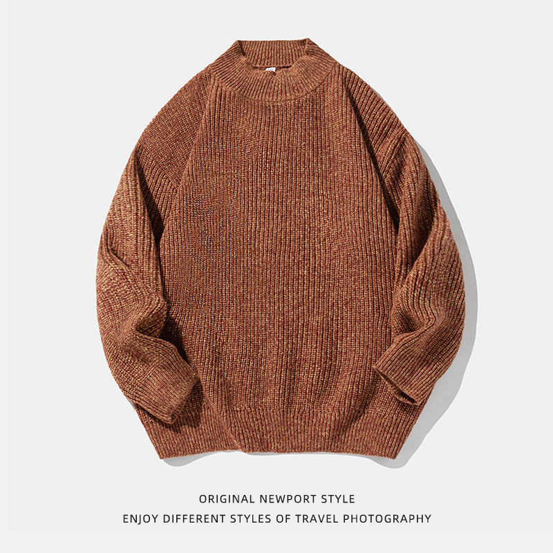 Retro Thick Needle Mock Neck Sweater Autumn And Winter