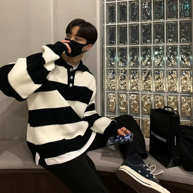 Men's Loose All-matching Striped sweater