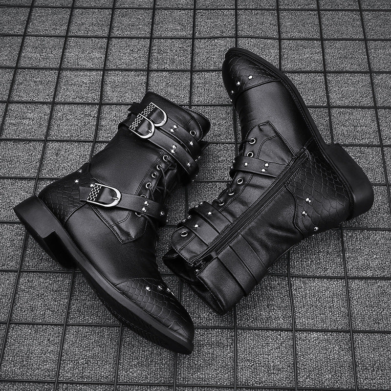 Middle Tube Leather Boots Ceremonial Motorcycle Men's Martin boots