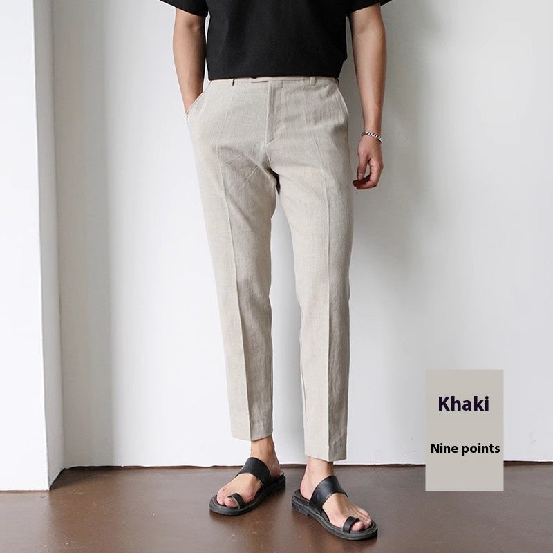 Cotton Cropped Linen Trousers