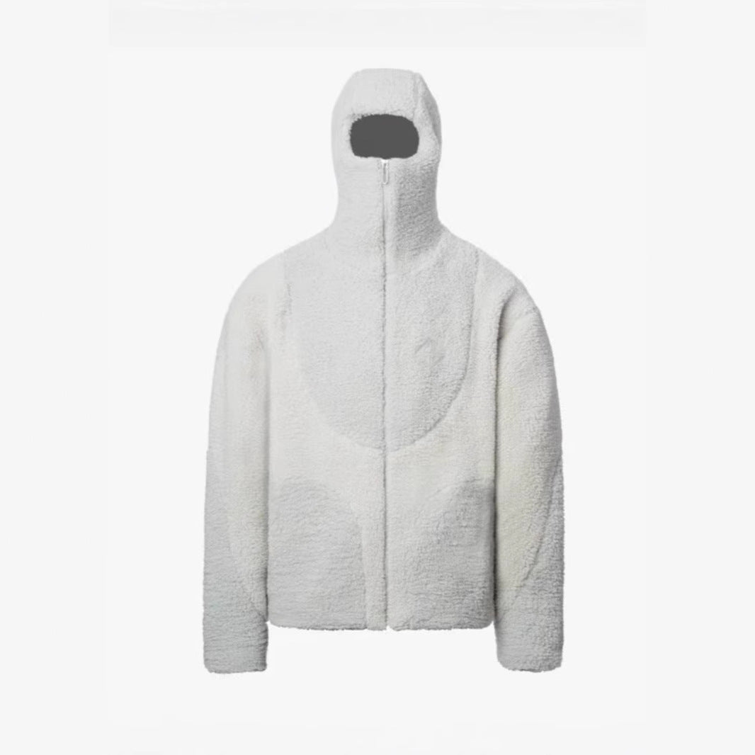 Men's Lamb Wool Hooded Zipper Coat
