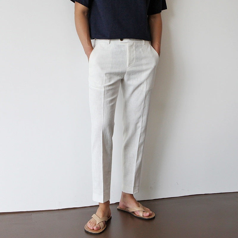 Cotton Cropped Linen Trousers